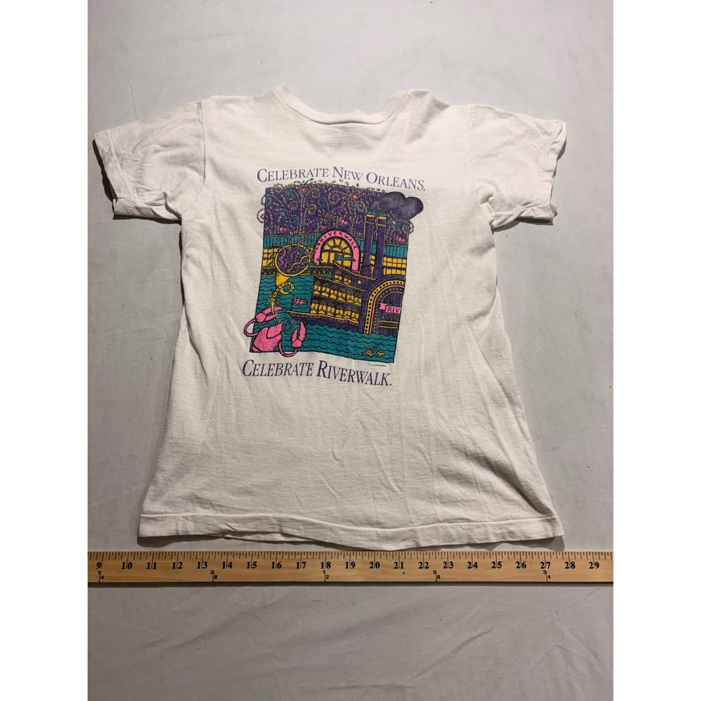 Vintage Screen Stars New Orleans Riverwalk T-Shirt White Small Single Stitch USA